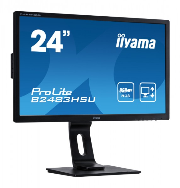 Iiyama ProLite B2483HSU-B1DP schwarz 24 Zoll Full HD 1920x1080 VGA DVI DisplayPort Höhenverstellbar